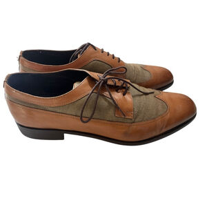 Bruno Magli Rudello Size 10 Derby Leather Shoes Italy Two-Toned Brogue Oxfords